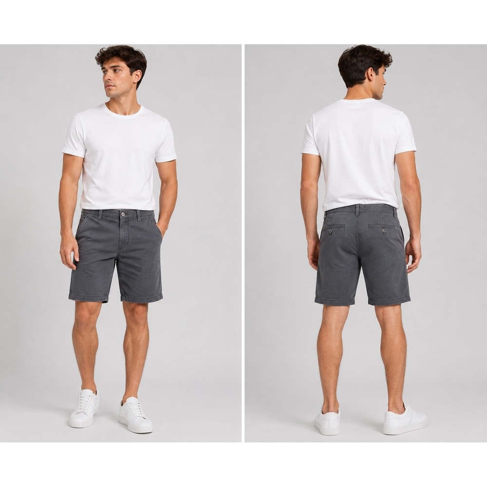 Plugg Flex Mens Chino Shorts Charcoal Gray Stretch Twill Size 29 Casual 9 Inseam